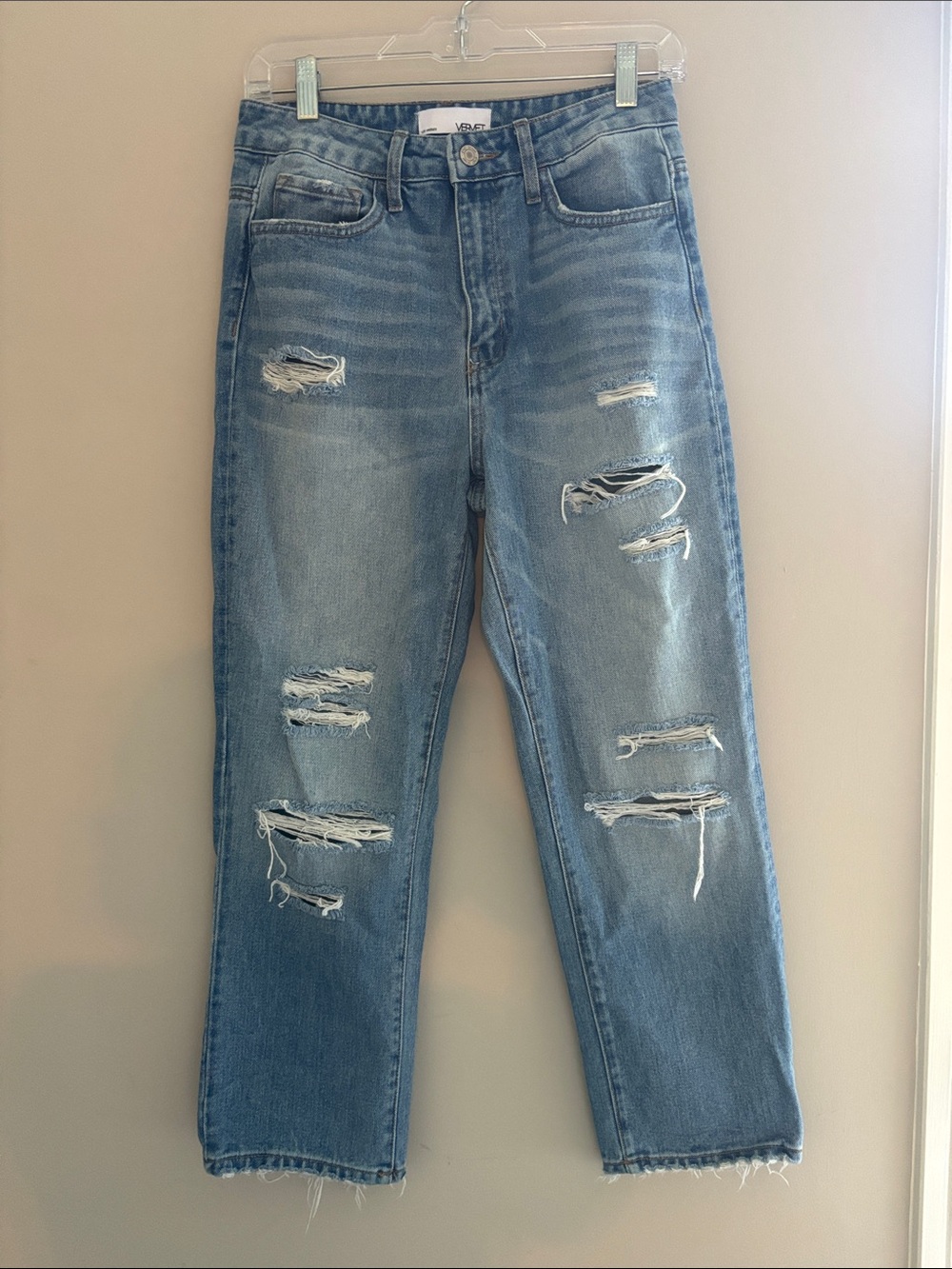 Vervet Light Blue Distressed Straight-Leg Jeans - Women's size 26